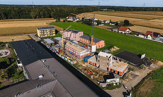 St. Veit in der Südsteiermark, Erzherzog-Johann-Weg 8 und 10 - geförderte Eigentumswohnungen - GWS Wohnungen - Baustellenbild