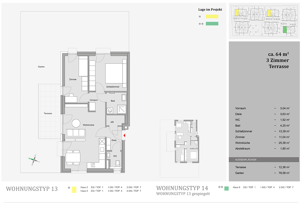 Feldkirchen bei Graz - Mietwohnungen mit Kaufoption - 3-Zimmer-Wohnungen - Grundriss