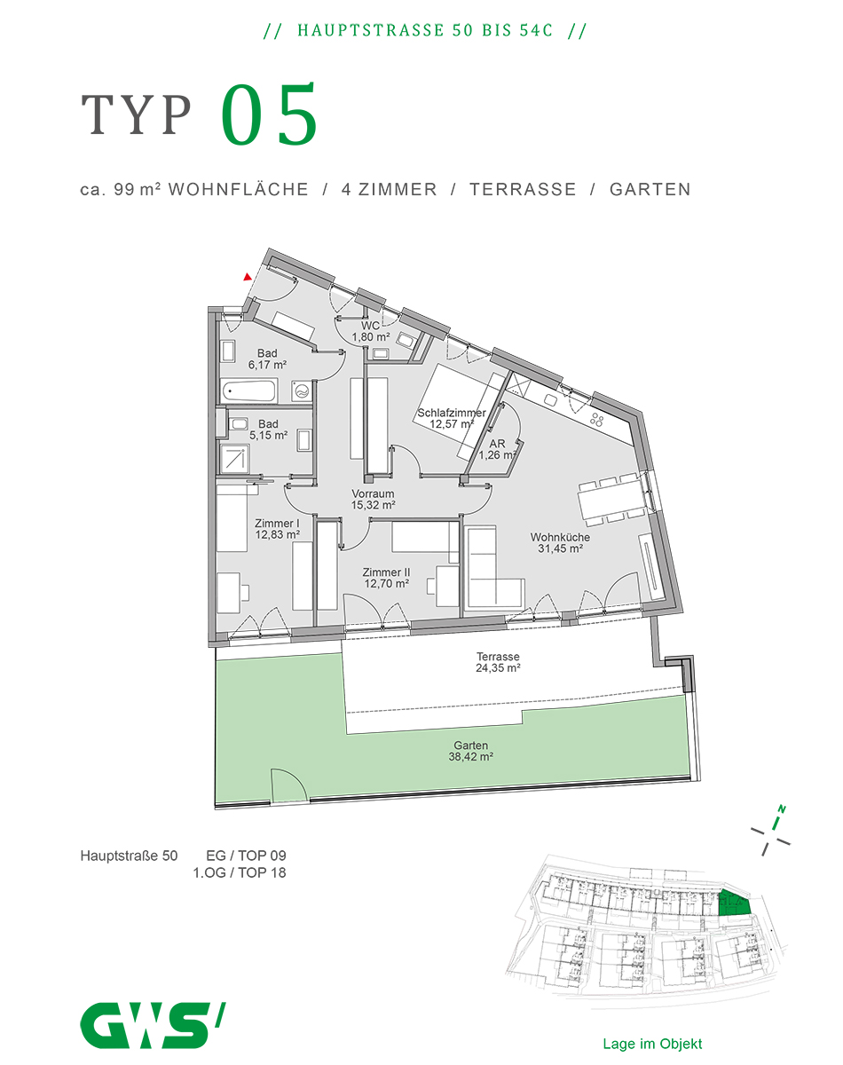 Nestelbach, Hauptstraße 50 - 54c, Wohnungstyp 05 - 4-Zimmer-Wohnung