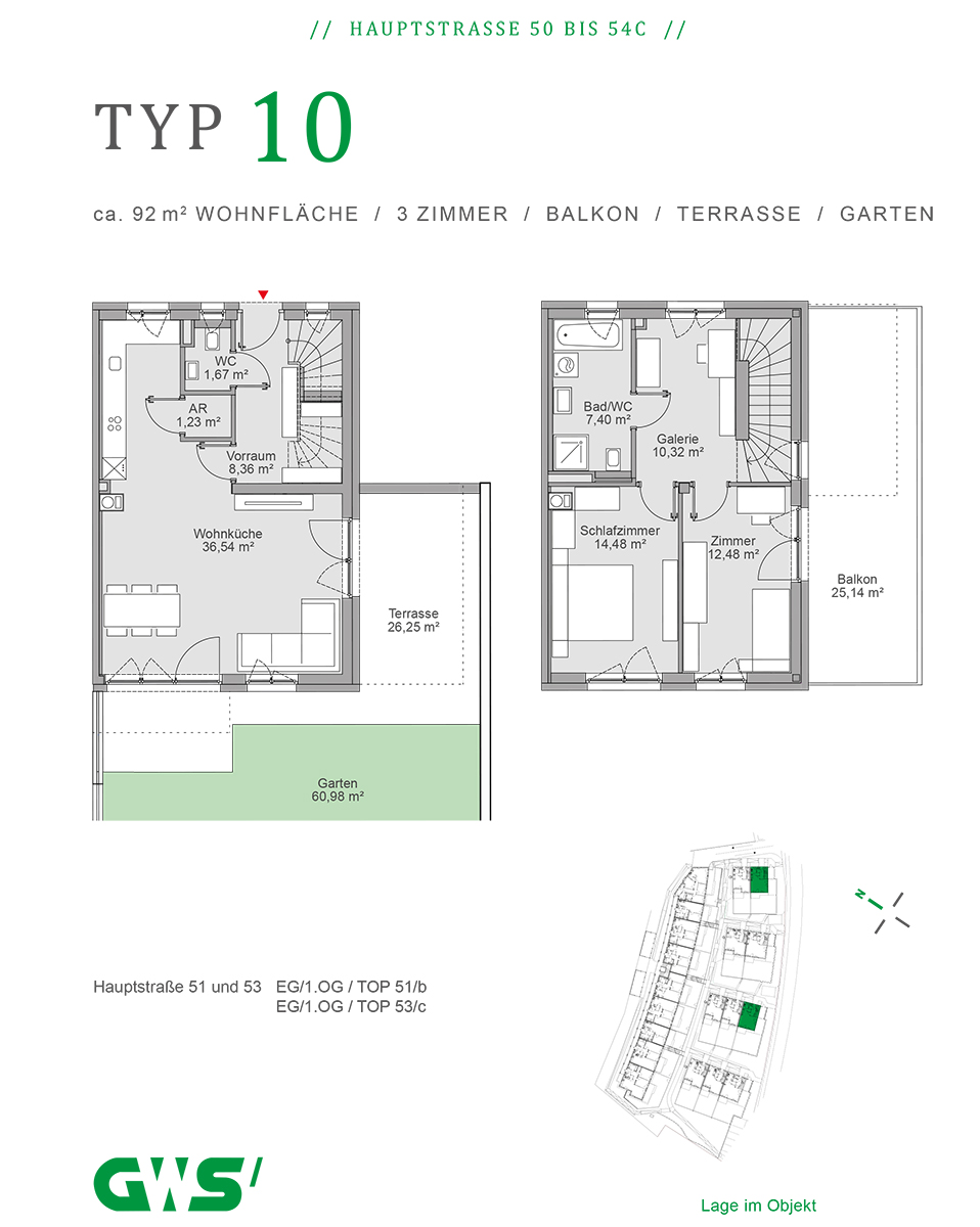 Nestelbach, Hauptstraße 50 bis 54c - Wohnungstyp 10 - 3-Zimmer-Wohnung - Eigentumswohnung bzw. Mietwohnung mit Kaufoption (Mietkaufwohnung) Nestelbach, Hauptstraße 50 - 54c, Wohnungstyp 10 - 3-Zimmer-Wohnung
