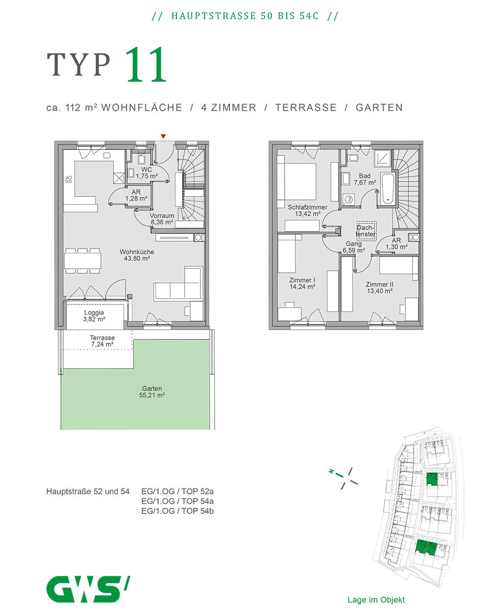 Nestelbach, Hauptstraße 50 - 54c, Wohnungstyp 11 - 4-Zimmer-Wohnung