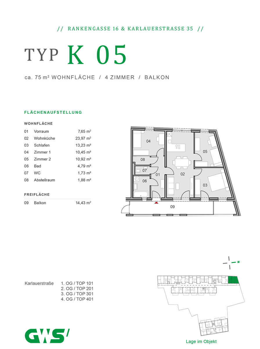 Graz, Rankengasse 16 & Karlauerstraße 35 - freifinanzierte Eigentumswohnungen - 4-Zimmer-Wohnung - Grundriss