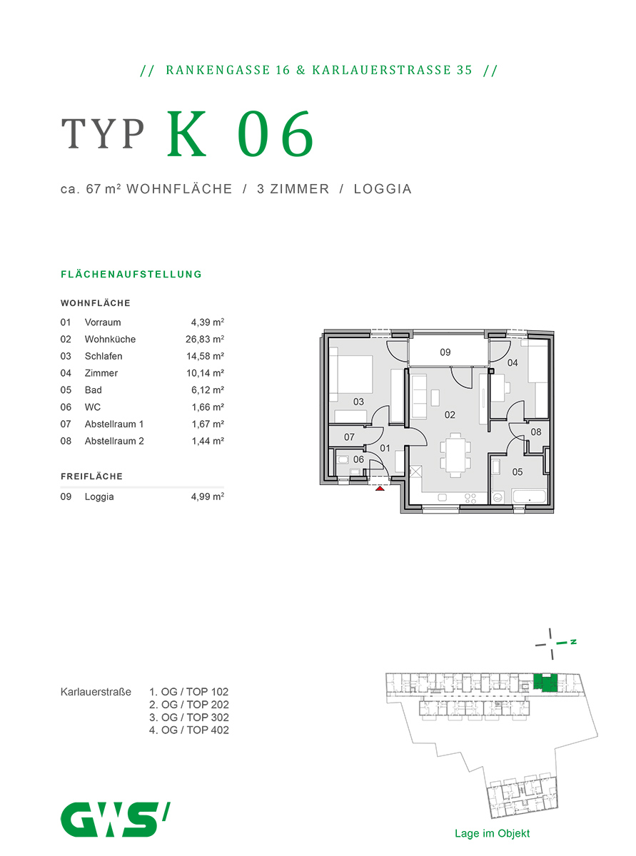 Graz, Rankengasse 16 & Karlauerstraße 35 - freifinanzierte Eigentumswohnungen - 3-Zimmer-Wohnung - Grundriss