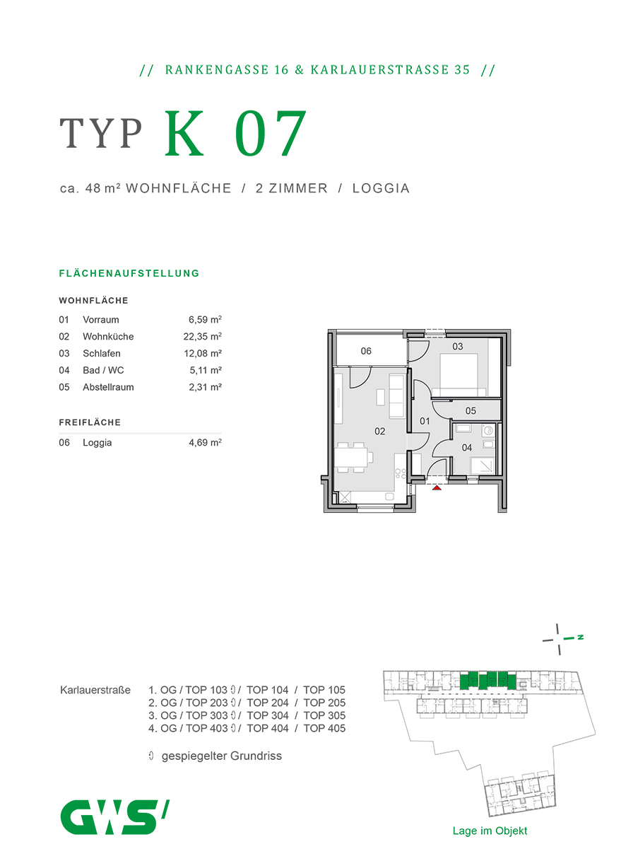 Graz, Rankengasse 16 & Karlauerstraße 35 - freifinanzierte Eigentumswohnungen - 2-Zimmer-Wohnung - Grundriss Graz, Rankengasse 16 & Karlauerstraße 35 - freifinanzierte Eigentumswohnungen - 2-Zimmer-Wohnung - Grundriss
