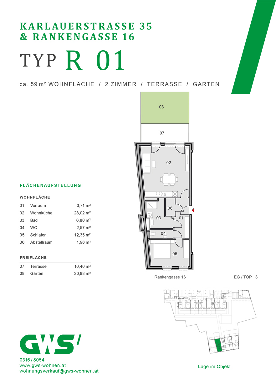 Graz, Rankengasse 16 & Karlauerstraße 35 - freifinanzierte Eigentumswohnungen - 2-Zimmer-Wohnung - Grundriss